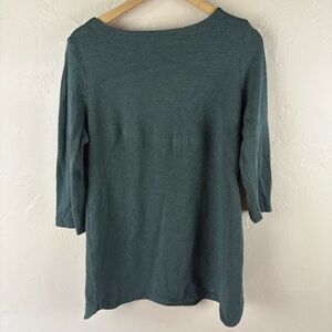 J. Jill Ponte Knit Green Black Sheath Dress Tunic Top Women’s Large 3/4 Sleeve